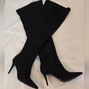 Jessica Simpson Tall Abrine Black Stretch Microsuede Over Knee Boots